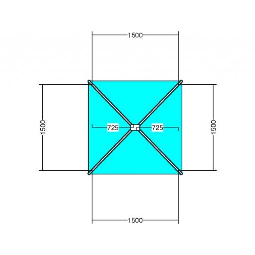 Atlas 1.5m x 1.5m Aluminium roof lantern 4 Pane